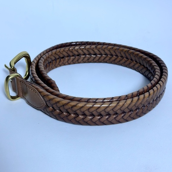 Coach Woven Men’s Brown Leather Belt Size  40” 100 cm - Picture 6 of 9